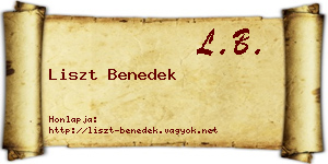 Liszt Benedek névjegykártya